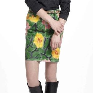 Anthropologie Hand Painted Art To Wear Floral Mini Skirt - Size 27 Waist